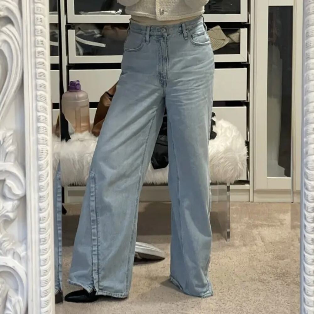 Hudson James MSI Wide Leg Jeans Denim SIZE 27 Light Wash Zipper High Rise $265 - Picture 6 of 12